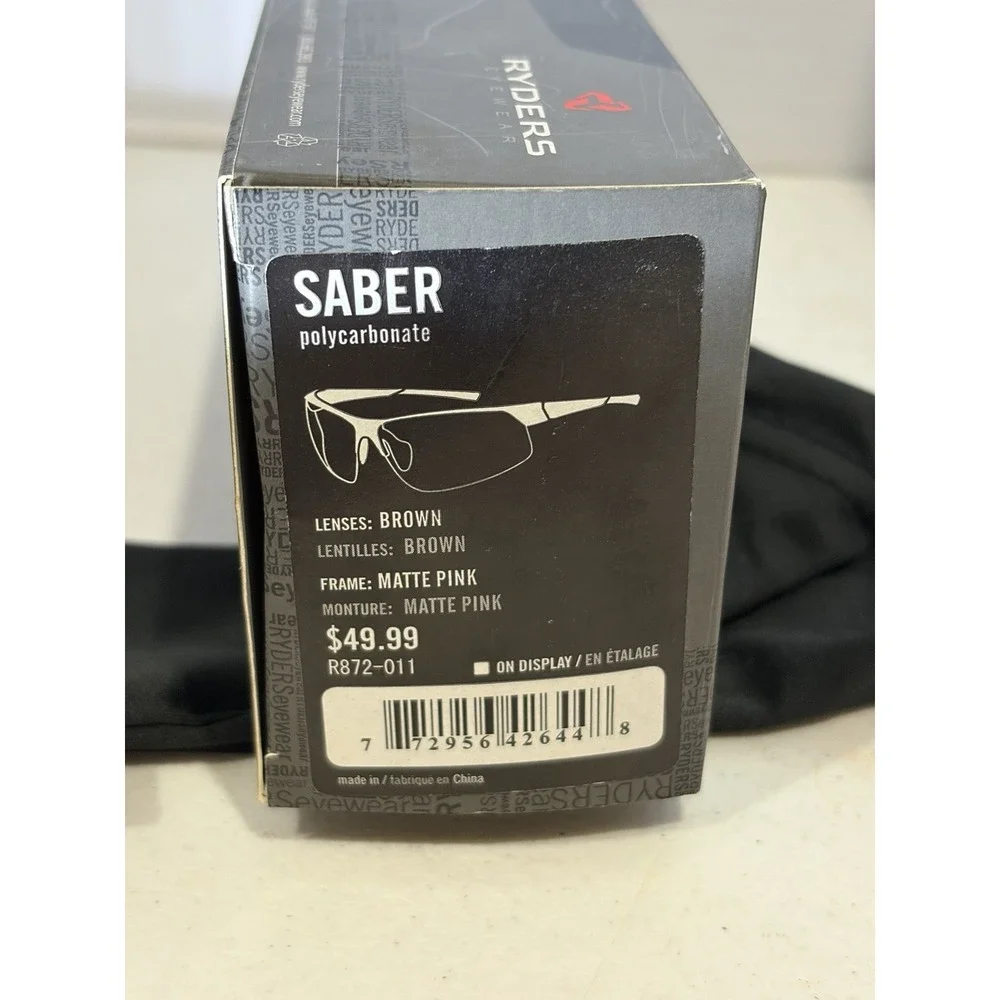 Ryders Saber R872-011 Sport Sunglasses Matte Pink Brown Lenses New w/ Tags Box